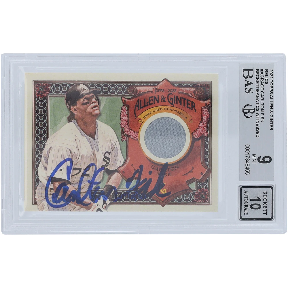 Carlton Fisk Chicago White Sox Autographed 2022 Topps Allen & Ginter Relics #AGRA-CF Beckett Fanatics Witnessed Authenticated 9/10 Card