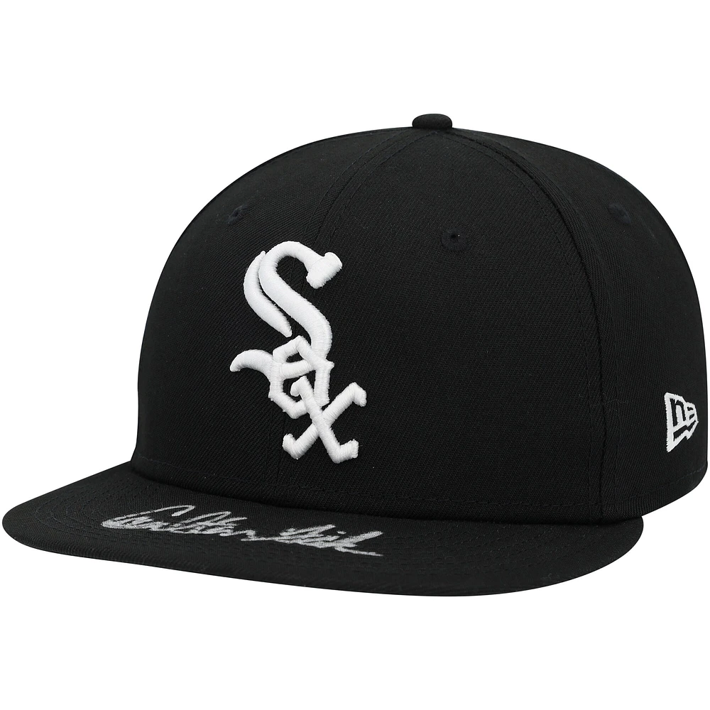 Casquette New Era noire dédicacée Carlton Fisk des Chicago White Sox