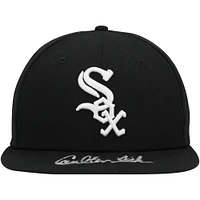Casquette New Era noire dédicacée Carlton Fisk des Chicago White Sox