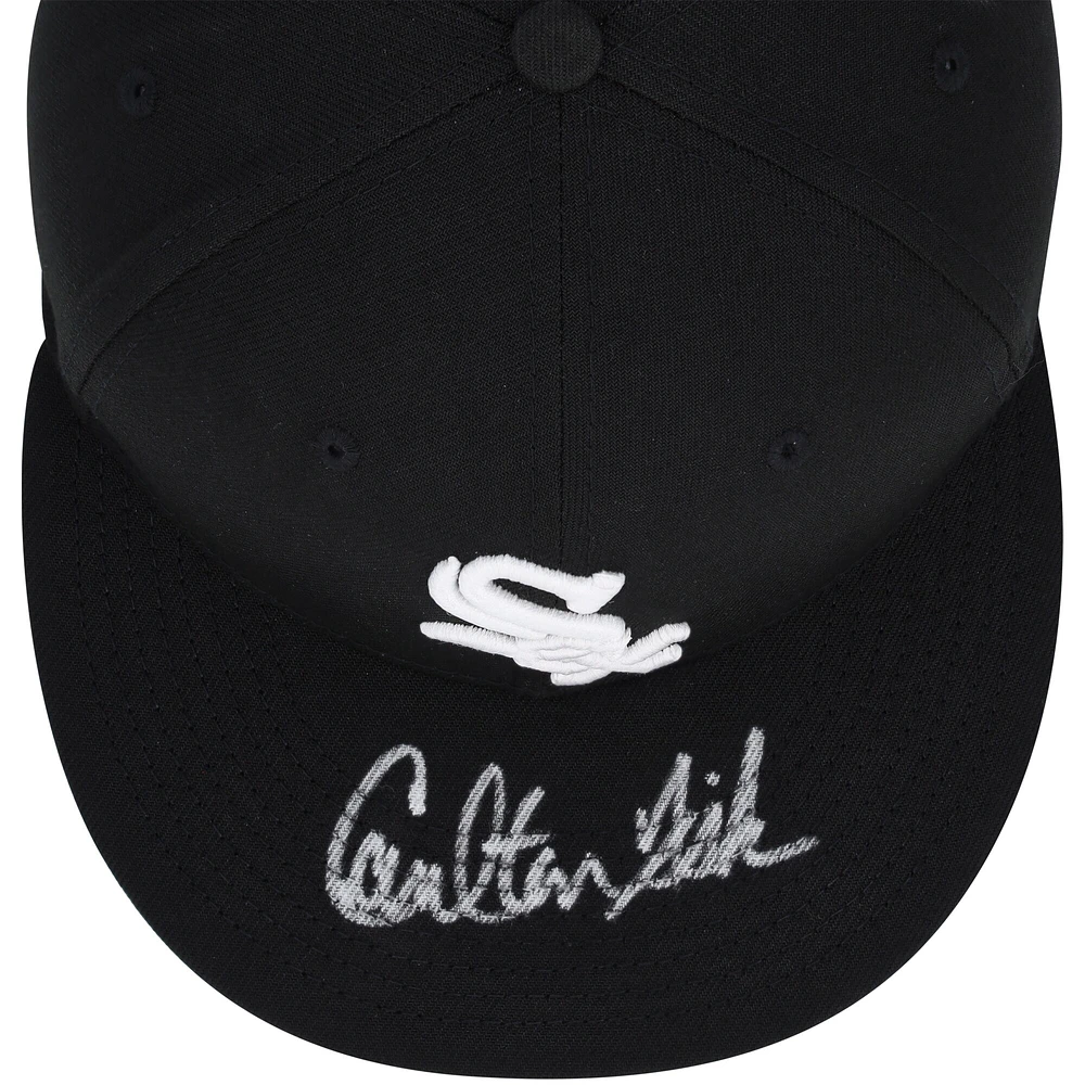 Casquette New Era noire dédicacée Carlton Fisk des Chicago White Sox