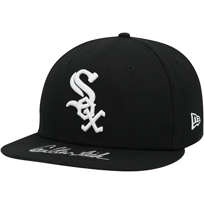 Casquette New Era noire dédicacée Carlton Fisk des Chicago White Sox
