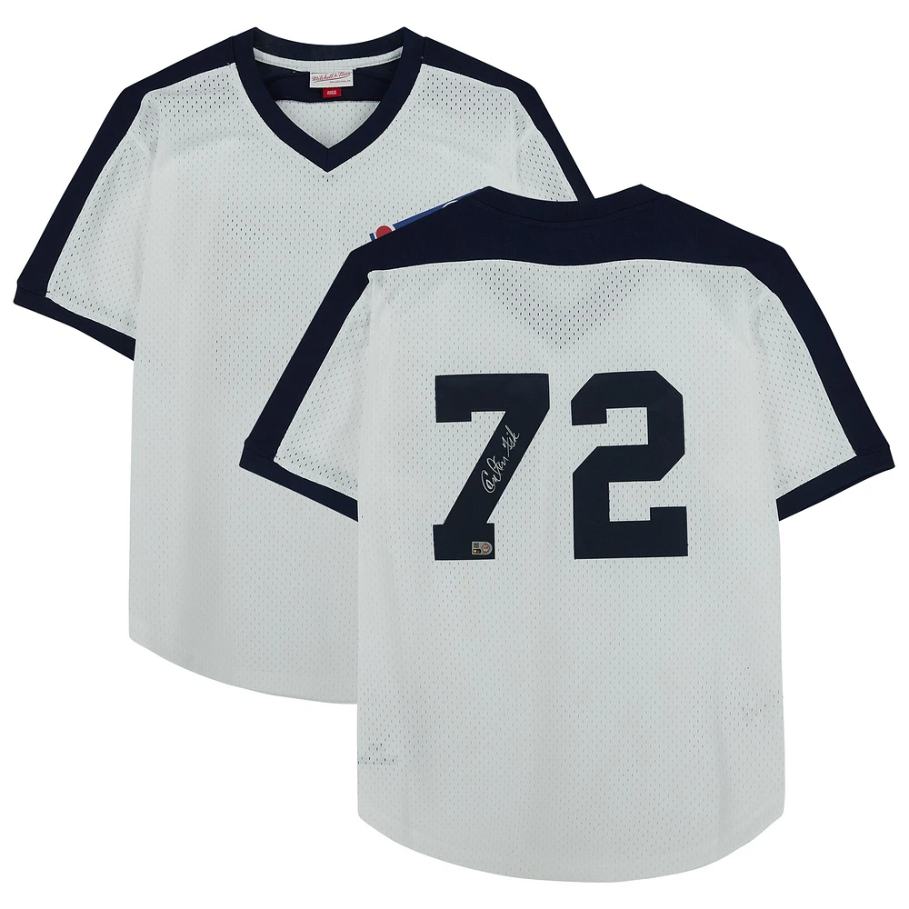 Carlton Fisk Chicago White Sox Autographed White Mitchell & Ness Authentic Batting Practice Jersey 