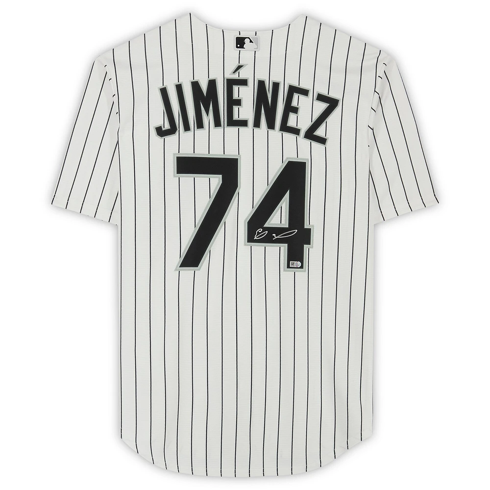 Eloy Jimenez Chicago White Sox Autographed White Pinstripe Nike Replica Jersey