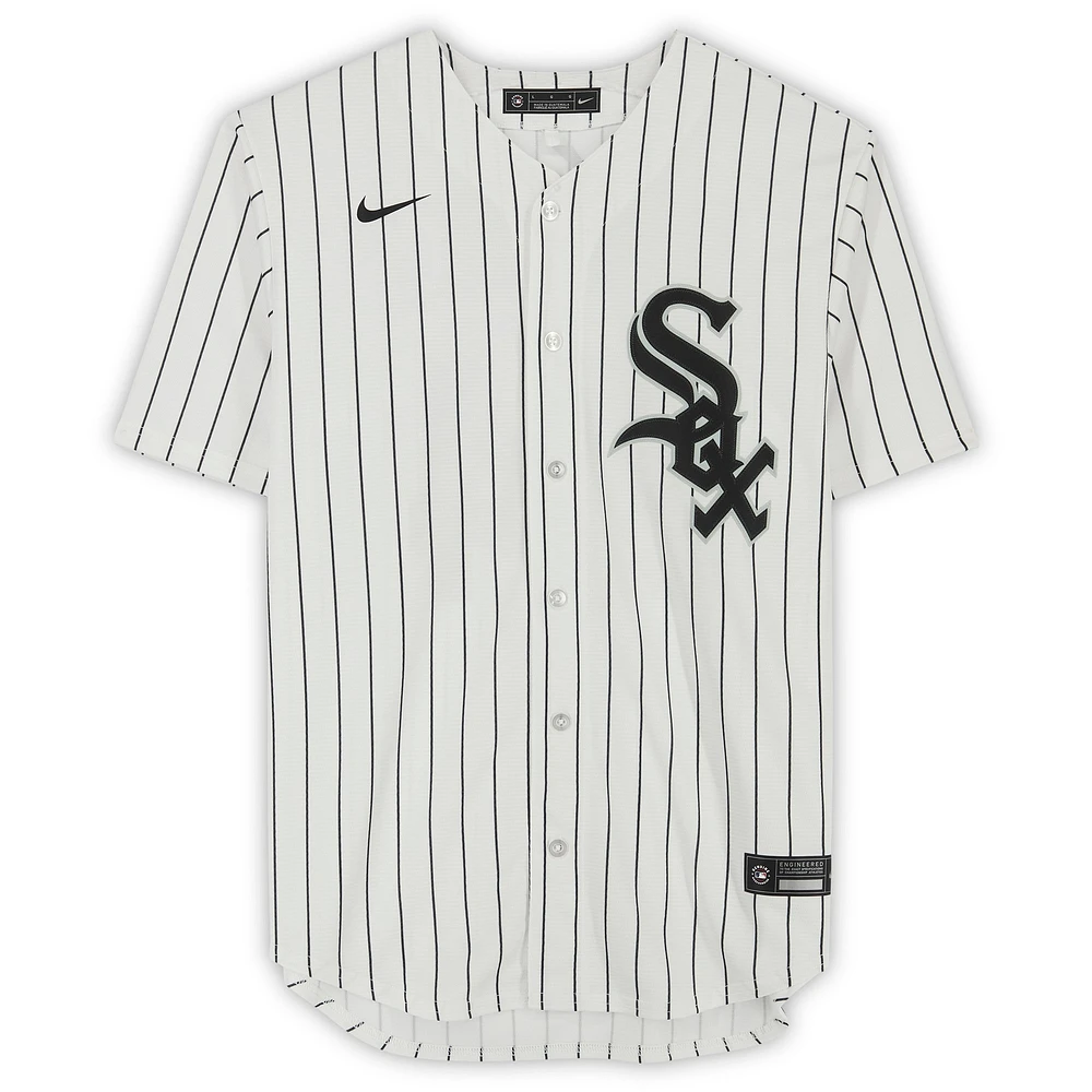 Eloy Jimenez Chicago White Sox Autographed White Pinstripe Nike Replica Jersey