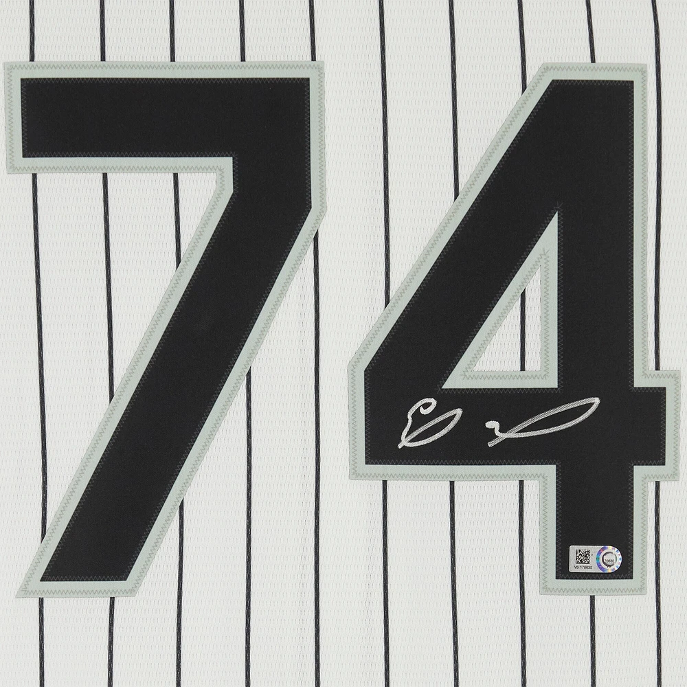 Eloy Jimenez Chicago White Sox Autographed White Pinstripe Nike Replica Jersey