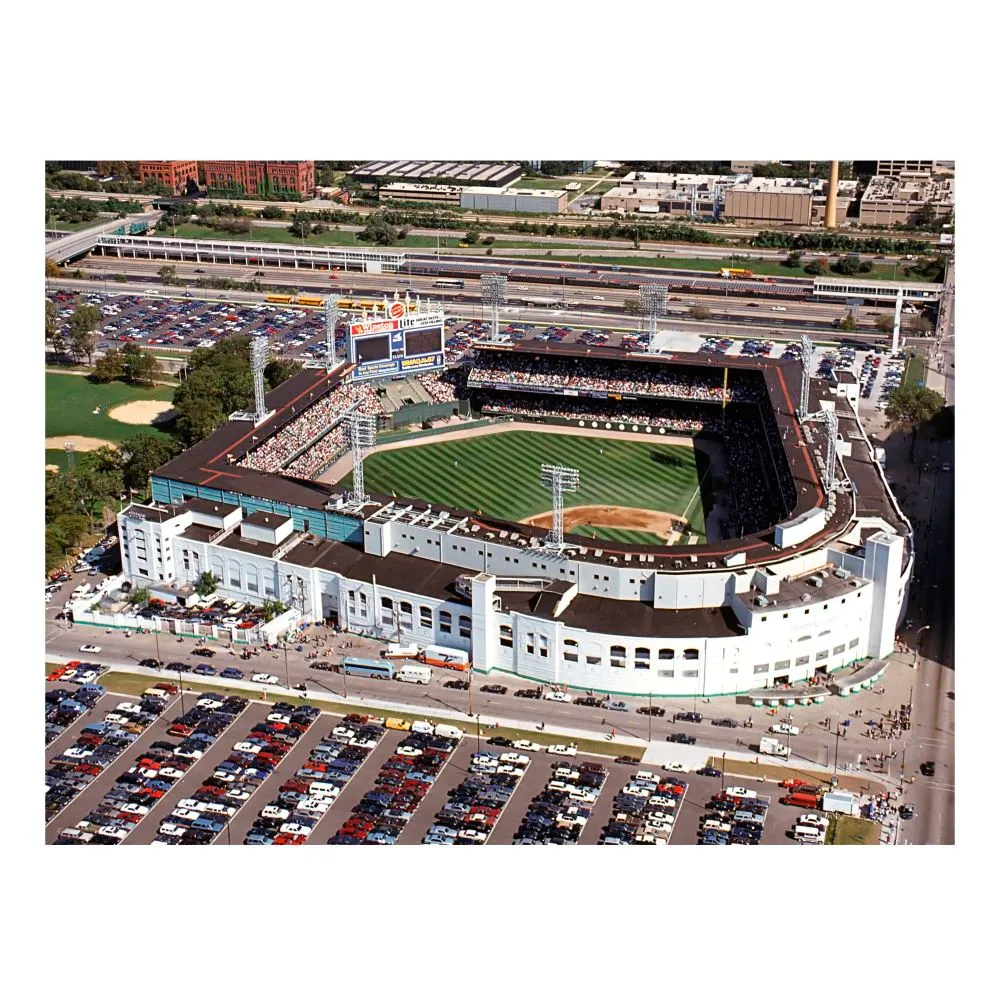 Aerial scenic view of old Comiskey Park and New Comiskey Park