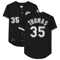 Maillot authentique autographié par Frank Thomas Black Chicago White Sox de Mitchell & Ness avec inscription « Big Hurt »