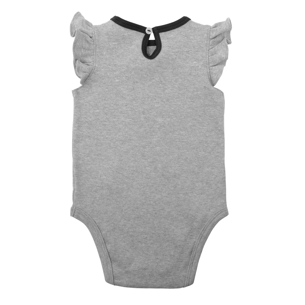 Lot de deux bodys pour nouveau-nés et bébés noirs/gris chiné Chicago White Sox Little Fan