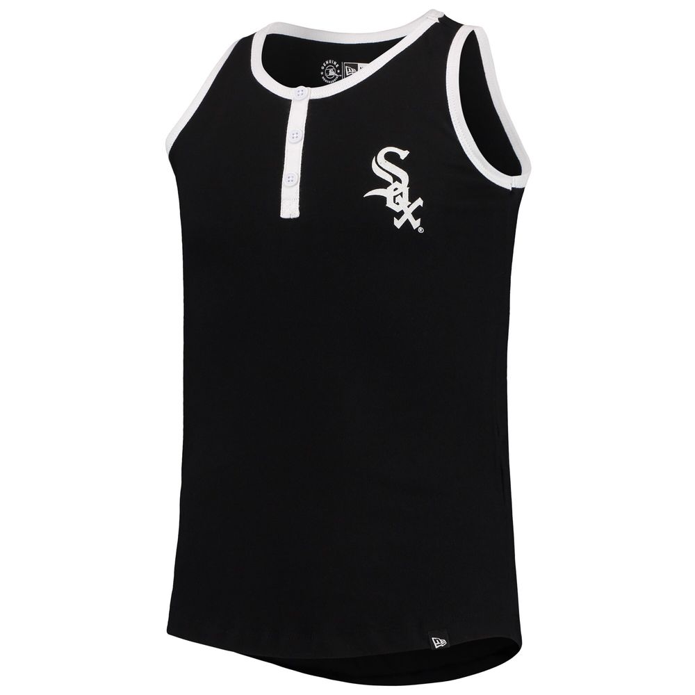 Girls Youth New Era Black Chicago White Sox Henley Tank Top