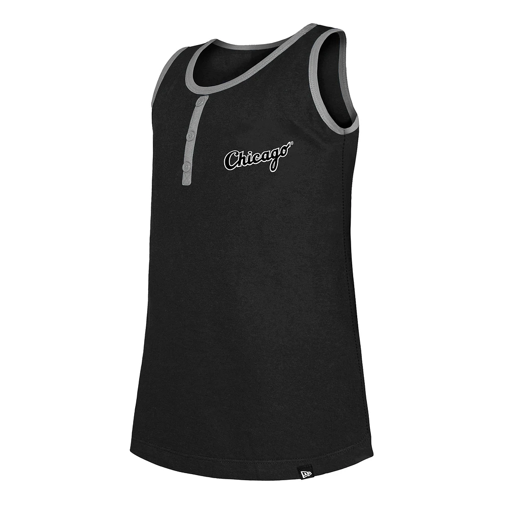 Girls Youth New Era Black Chicago White Sox Henley Tank Top