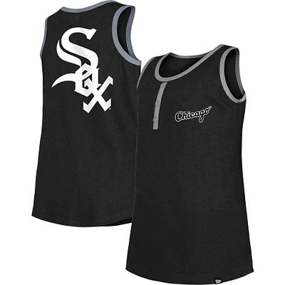 Girls Youth New Era Black Chicago White Sox Henley Tank Top