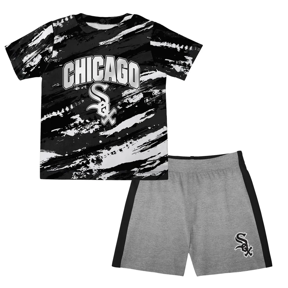 Lids Chicago White Sox Infant Stealing Homebase 2.0 T-Shirt & Shorts Set -  Black/Heather Gray