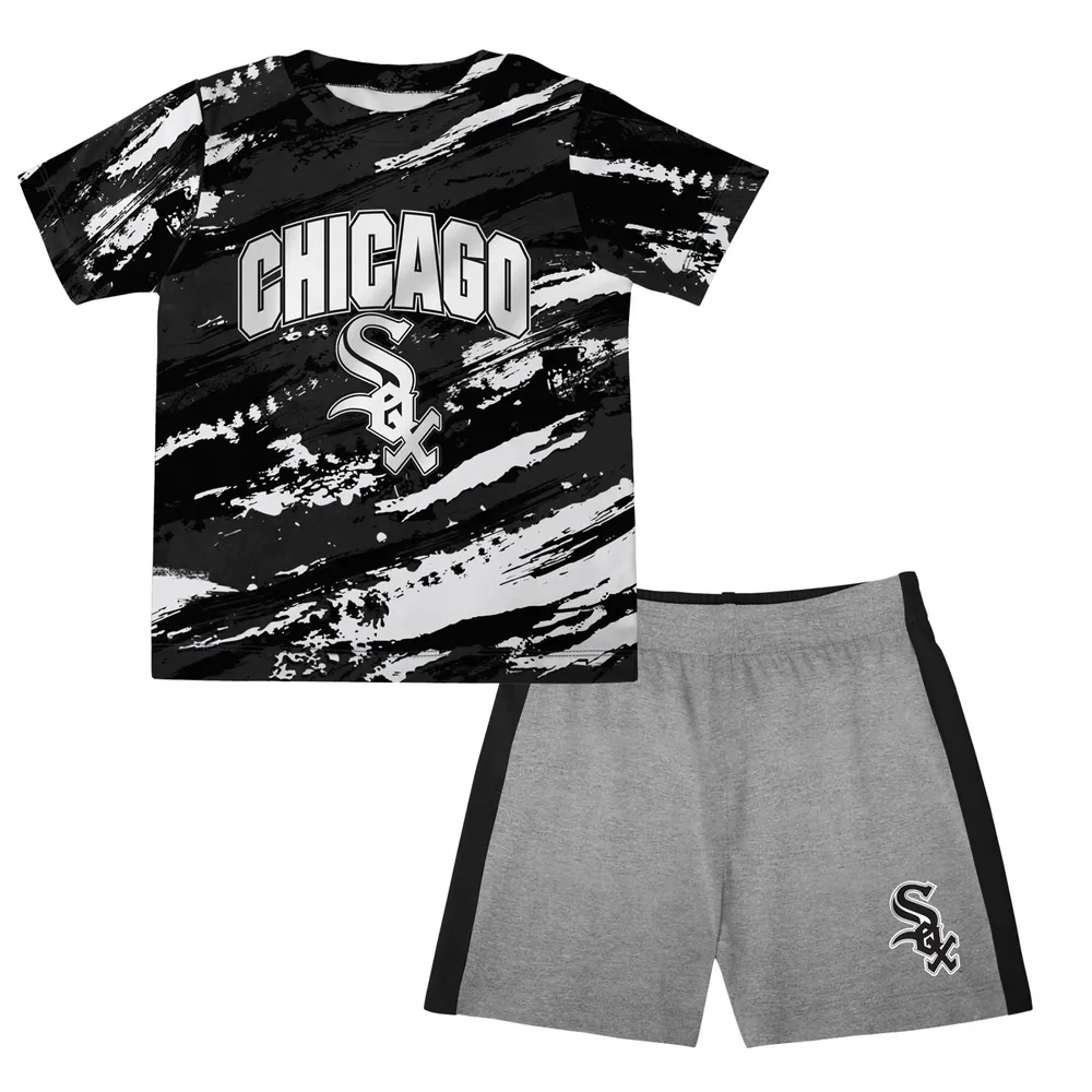 Ensemble t-shirt et short Chicago White Sox Stealing Homebase 2.0 pour bébé noir/gris chiné