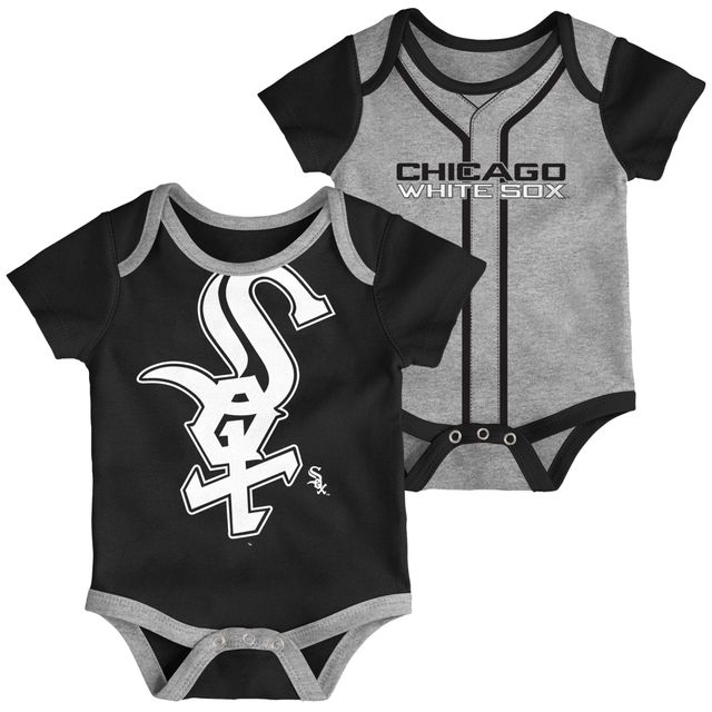 Lot de 2 cache-couches double Chicago White Sox pour bébé noir/gris chiné