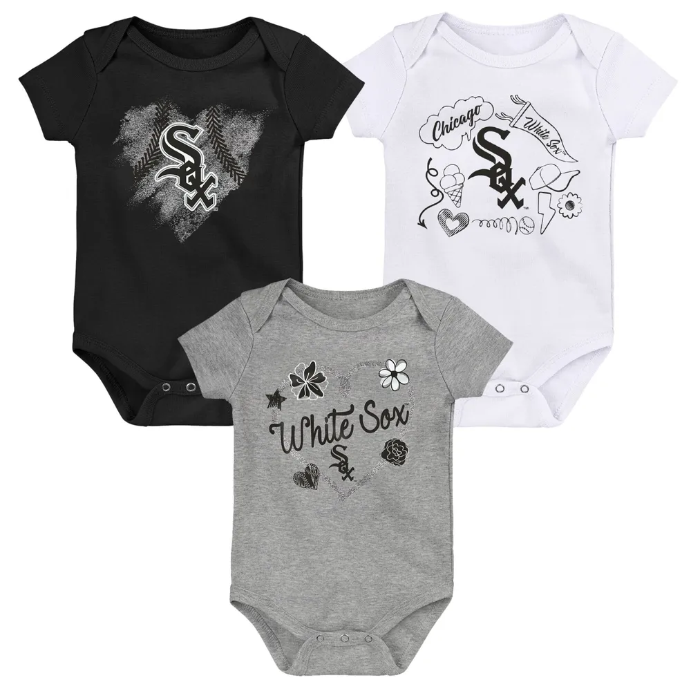 Newborn & Infant Navy/White/Heather Gray New York Yankees Biggest Little Fan 3-Pack Bodysuit Set