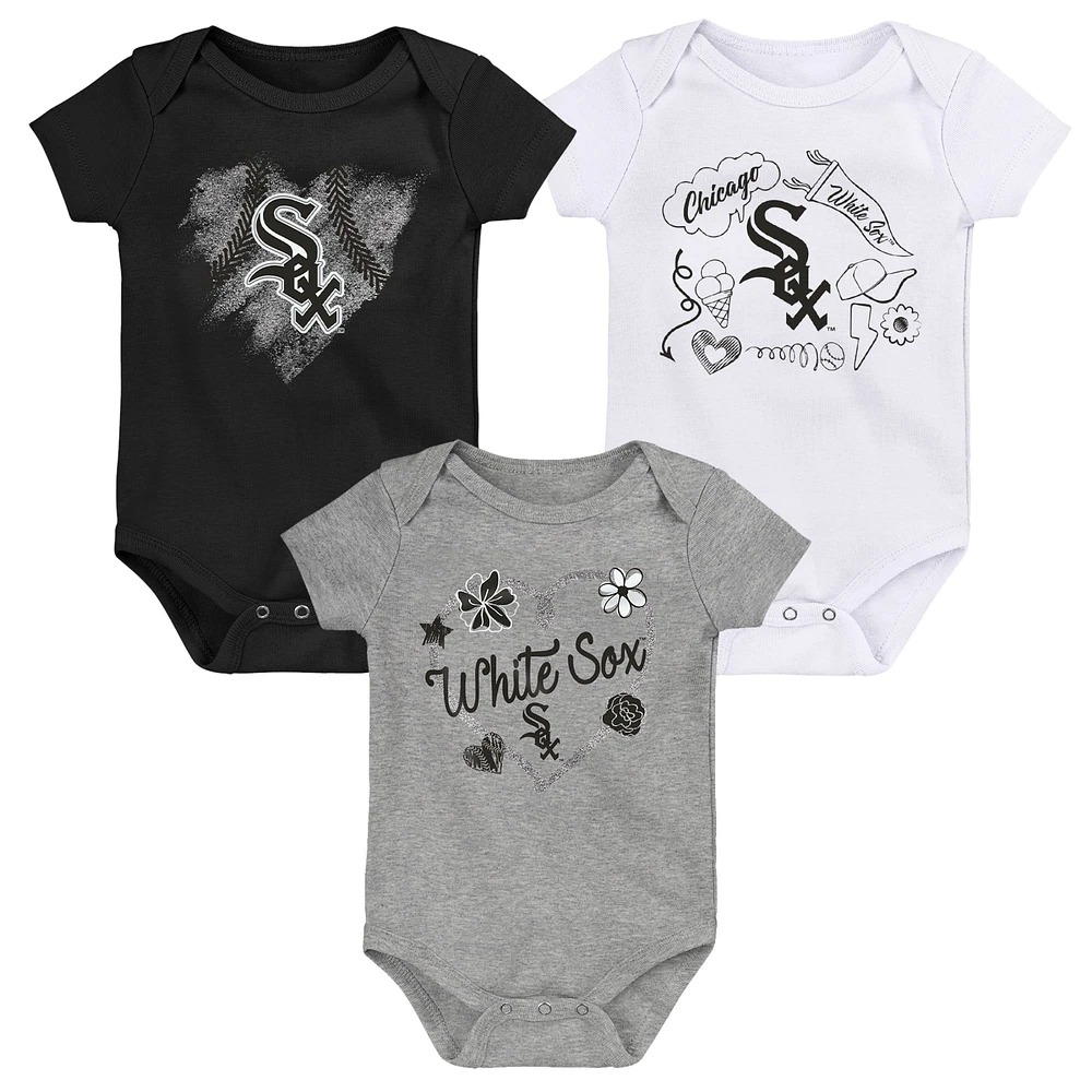 Infant Black/White/Gray Chicago White Sox Batter Up 3-Pack Bodysuit Set