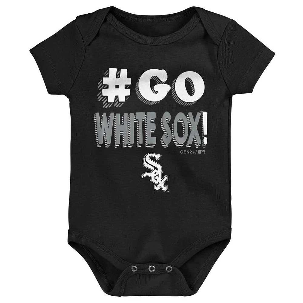 Infant Black/White/Gray Chicago White Sox Born To Win 3-Pack Bodysuit Set