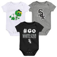 Infant Black/White/Gray Chicago White Sox Born To Win 3-Pack Bodysuit Set