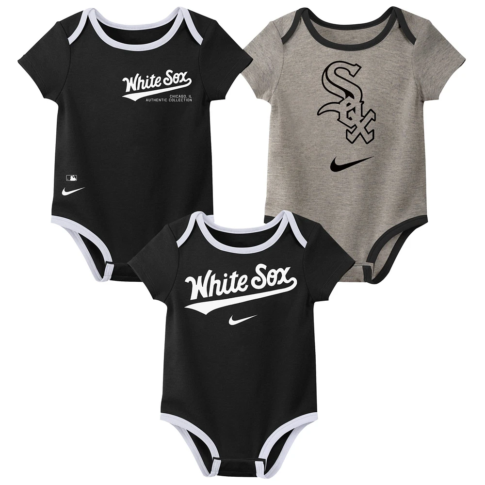 Ensemble de trois bodys Nike Chicago White Sox Authentic Collection pour bébé