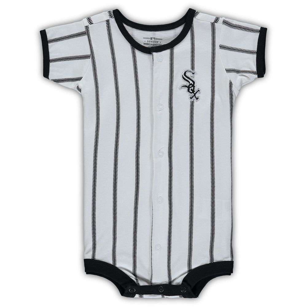 Infant White Chicago Sox Pinstripe Power Hitter Coverall