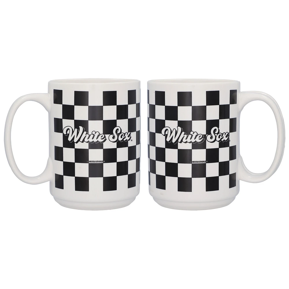 Lot de 2 tasses à logo à carreaux de 15 oz des Chicago White Sox