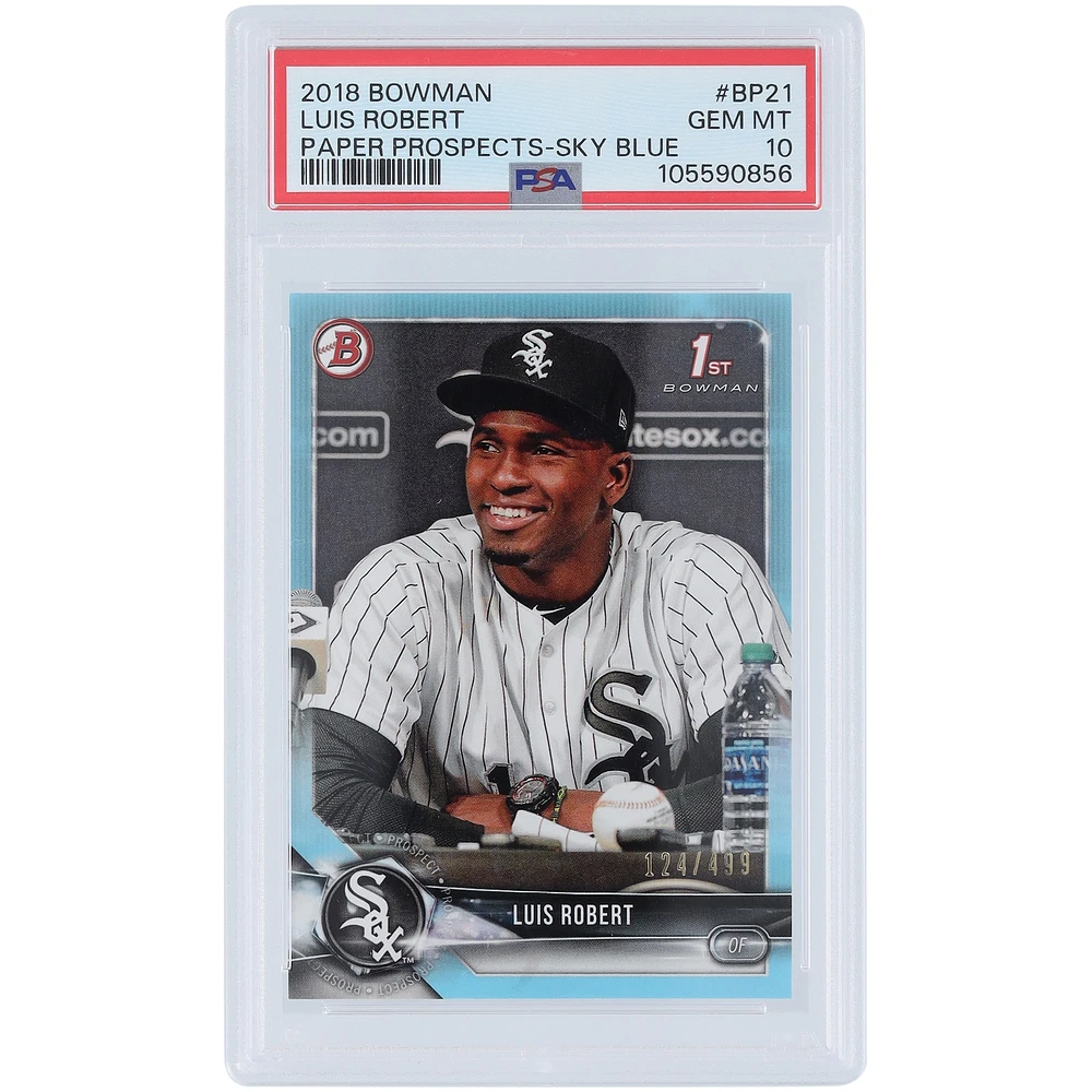 Luis Robert Chicago White Sox 2018 Bowman 1st Bowman Sky Blue #BP-21 #124/499 PSA Authenticated 10 Card