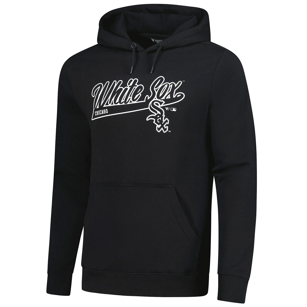 Men's Levelwear  Black Chicago White Sox Podium Fleece Pullover Hoodie