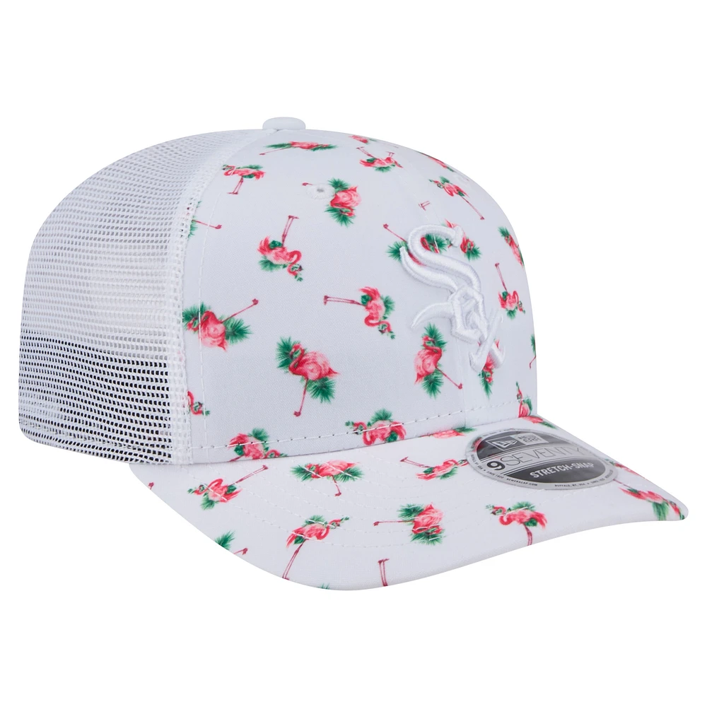Men's New Era  White Chicago White Sox Flamingo Mesh Back 9SEVENTY Stretch-Snap Hat