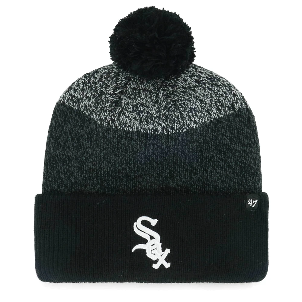 Bonnet en tricot à revers Darkfreeze '47 Black Chicago White Sox pour hommes avec pompon