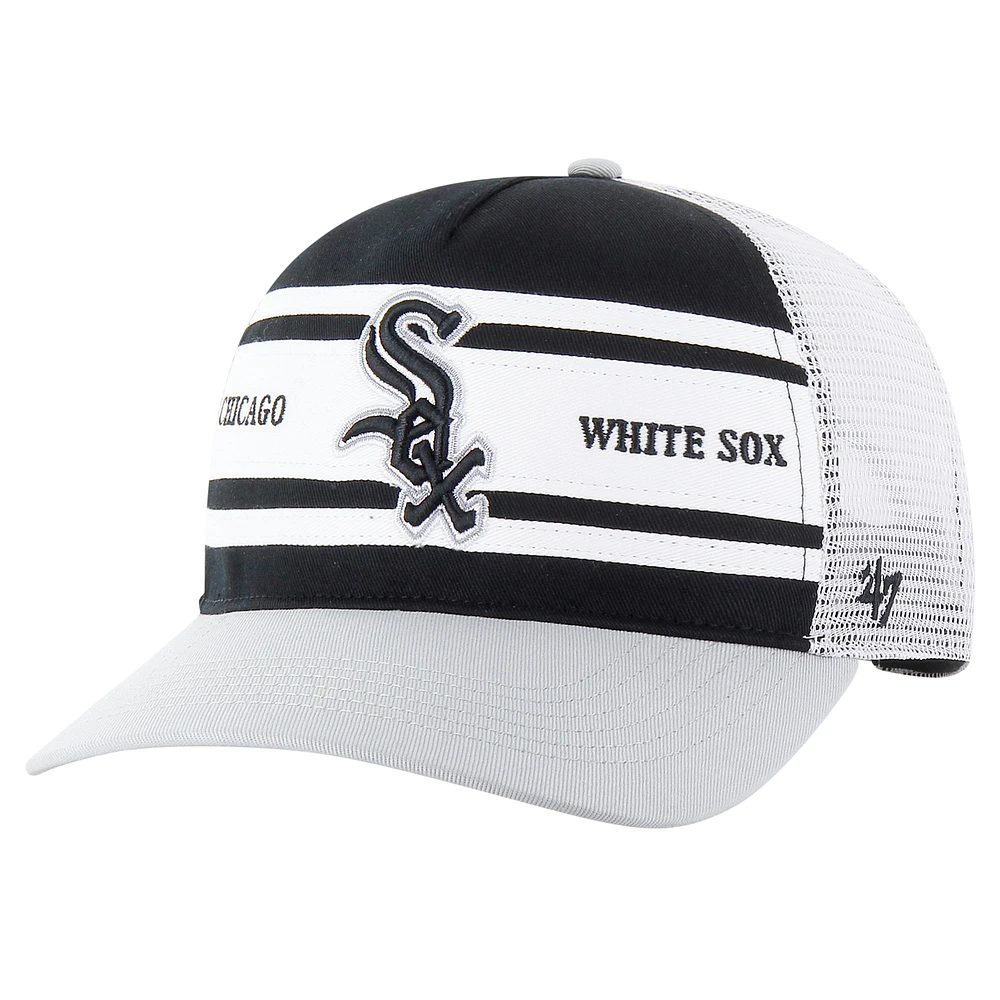 Men's '47 Black Chicago White Sox Gridiron Super Stripe Relaxed Trucker Hitch Adjustable Hat