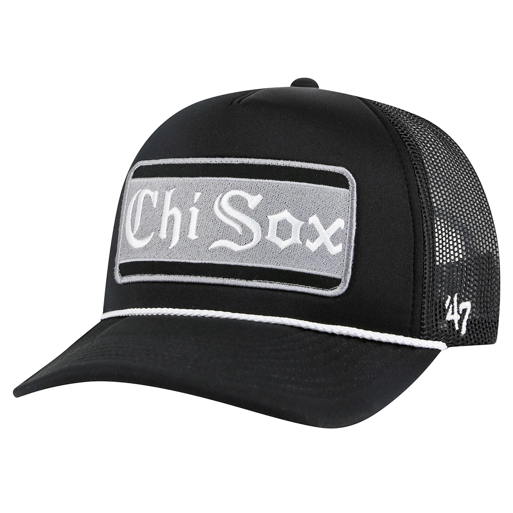 Casquette réglable de camionneur en mousse avec patch local '47 des Chicago White Sox pour hommes, noire