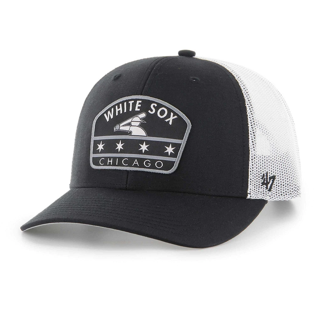 Casquette réglable de camionneur avec patch régional rétro '47 noir Chicago White Sox pour hommes