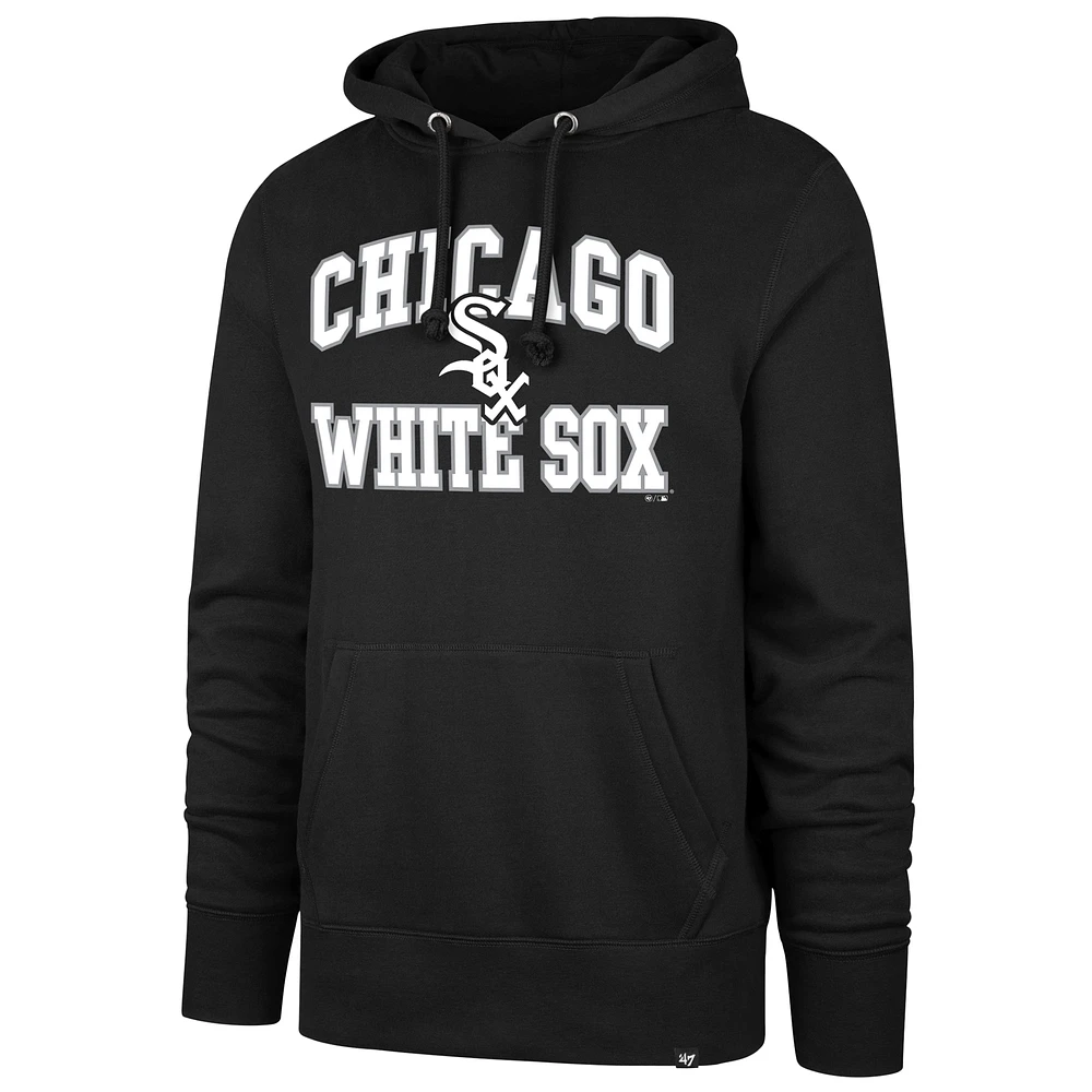 Men's '47  Black Chicago White Sox Velocity Headline Pullover Hoodie