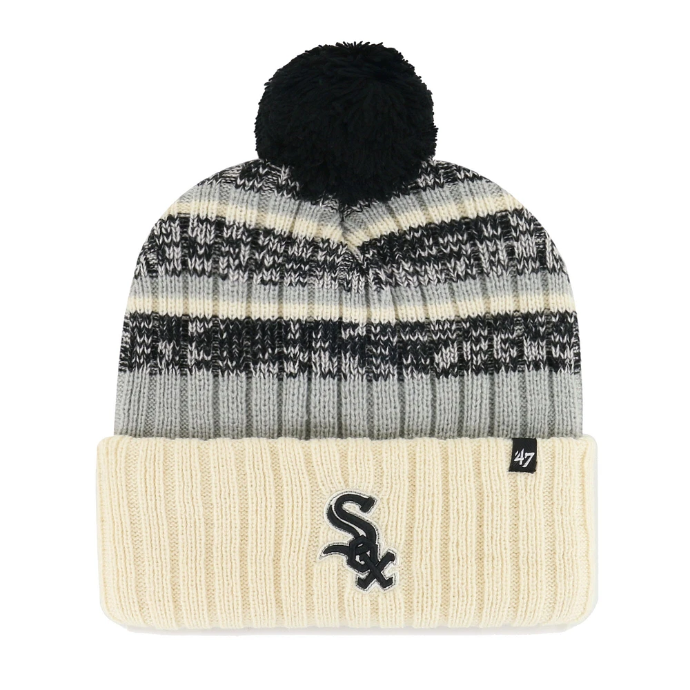 Bonnet en tricot à revers Tavern '47 Natural Chicago White Sox pour hommes avec pompon