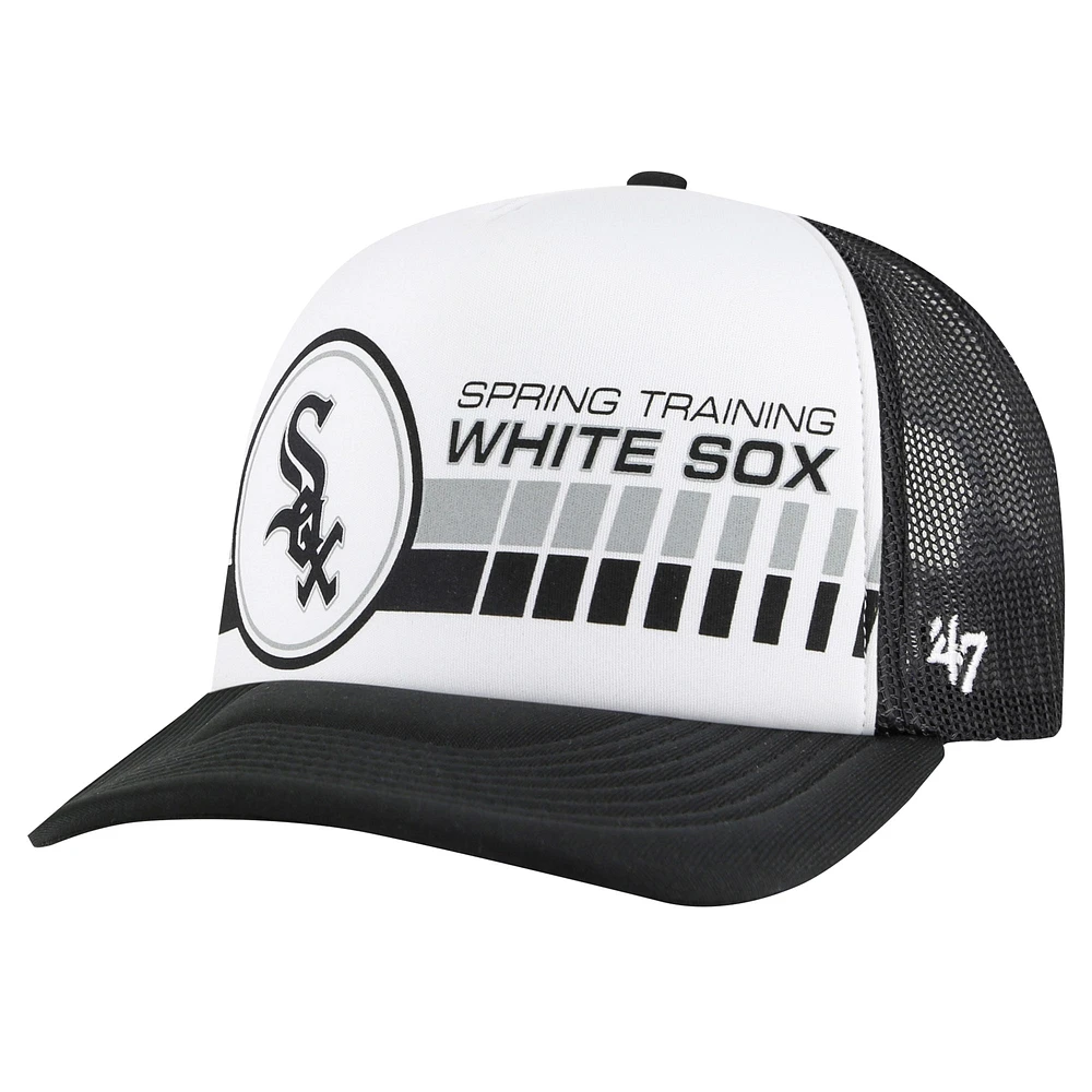 Casquette réglable de camionneur en mousse pour homme '47 blanc/noir Chicago White Sox 2024 Spring Training