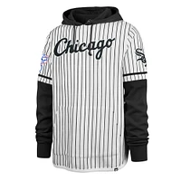 Men's '47 White Chicago Sox Pinstripe Double Header Pullover Hoodie