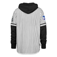 Men's '47 White Chicago Sox Pinstripe Double Header Pullover Hoodie