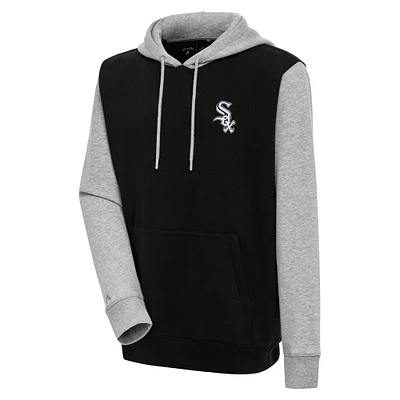 Men's Antigua  Black/Heather Gray Chicago White Sox Victory Pullover Hoodie