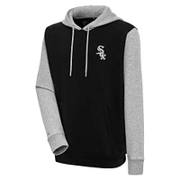 Men's Antigua  Black/Heather Gray Chicago White Sox Victory Pullover Hoodie