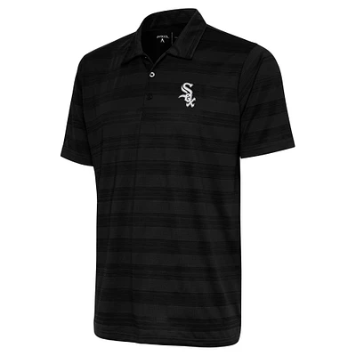 Polo métallisé Compass Chicago White Sox noir Antigua pour homme