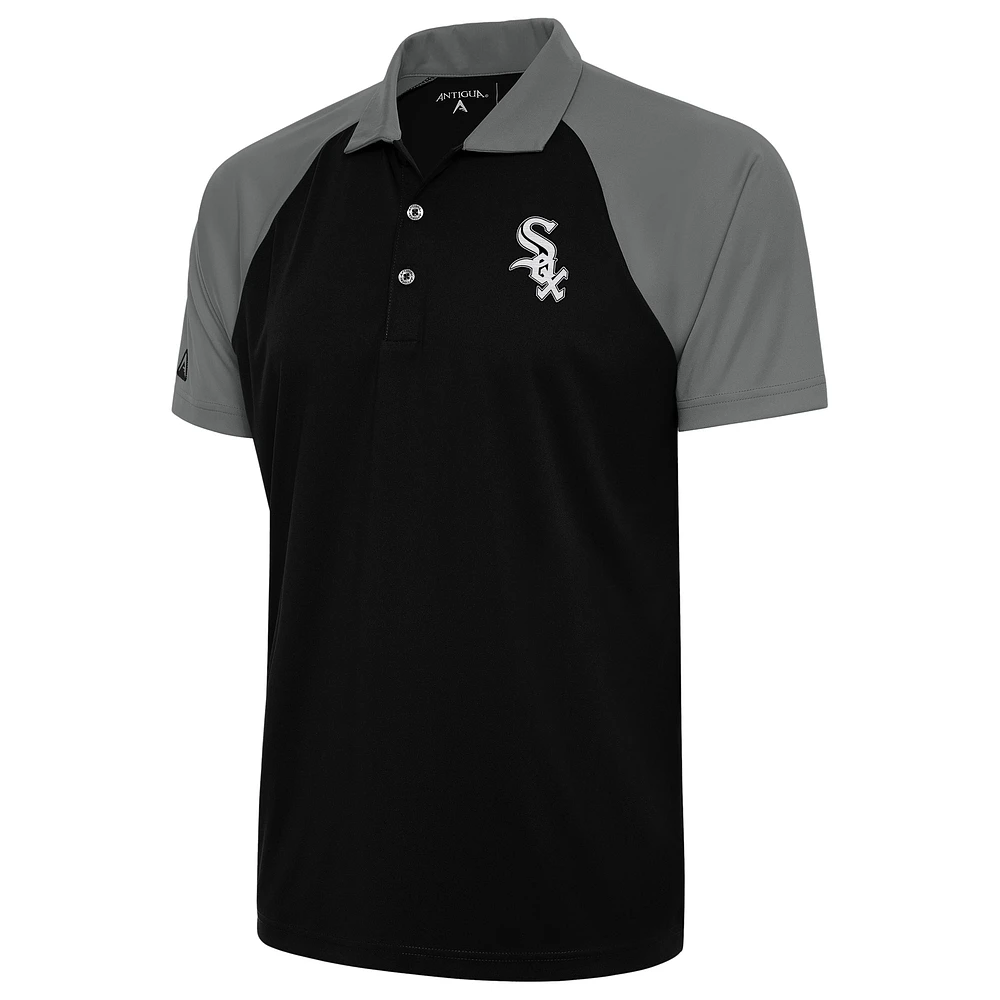 Polo Nova métallisé noir Antigua Chicago White Sox pour homme
