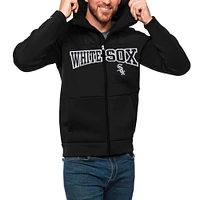 Sweat à capuche zippé intégral avec logo Chicago White Sox Antigua Black pour homme
