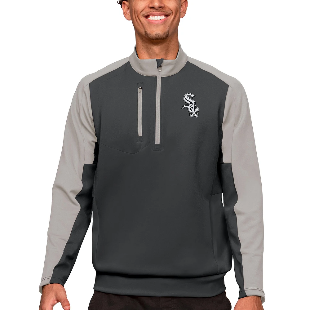 Men's Antigua Charcoal Chicago White Sox Team Quarter-Zip Pullover Top