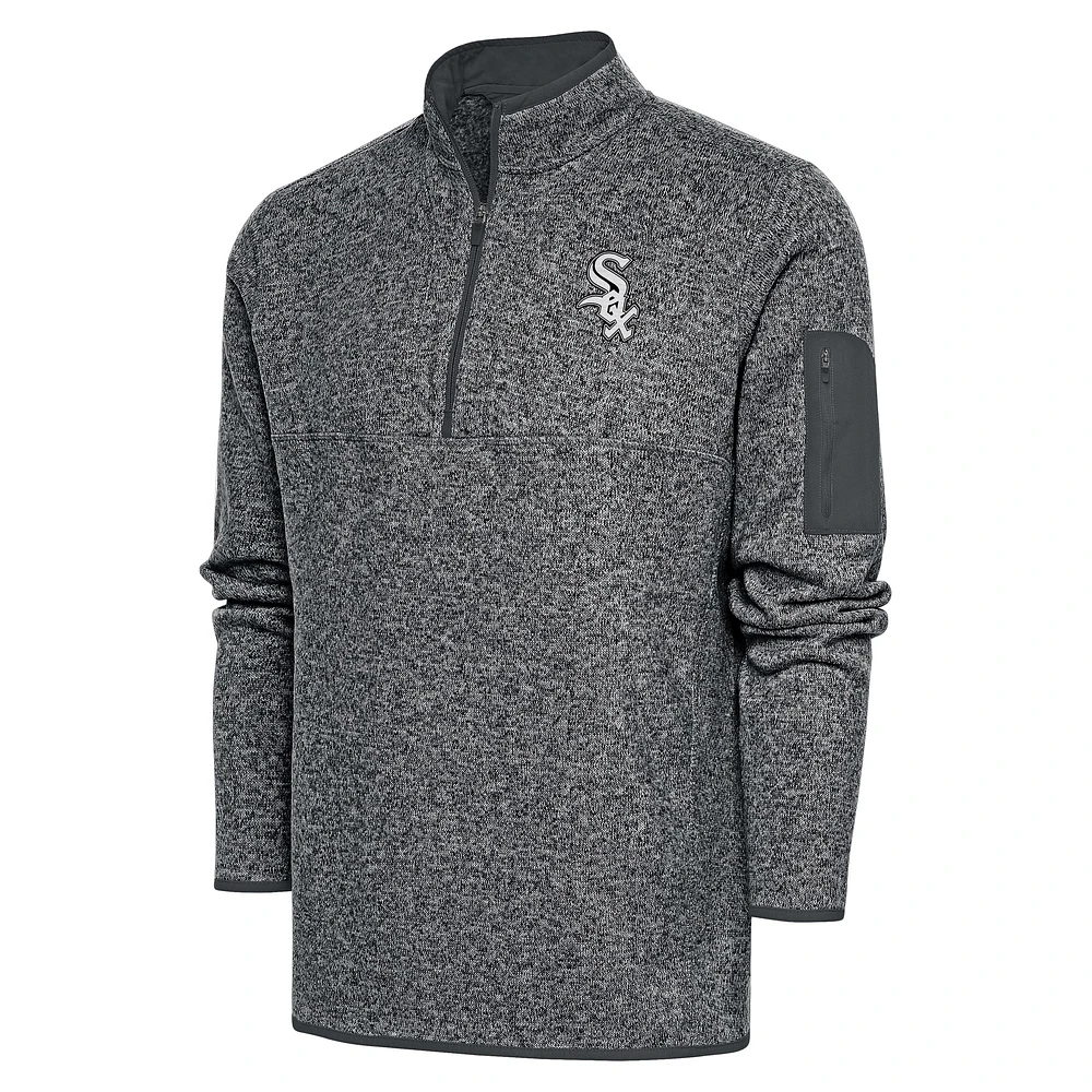 Veste à enfiler glissière quart de tour Chicago White Sox Metallic Fortune pour homme, graphite Antigua