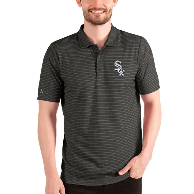 Men's Peter Millar Black Chicago White Sox Jubilee Stripe Polo