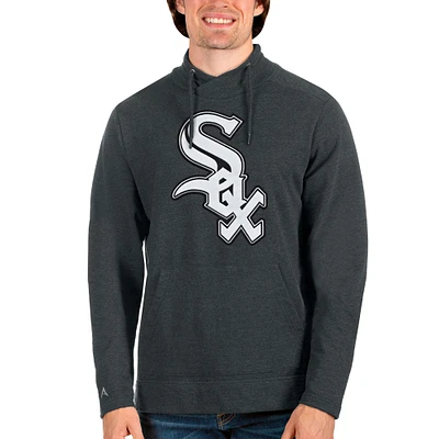 Men's Antigua Heathered Black Chicago White Sox Reward Pullover Sweatshirt