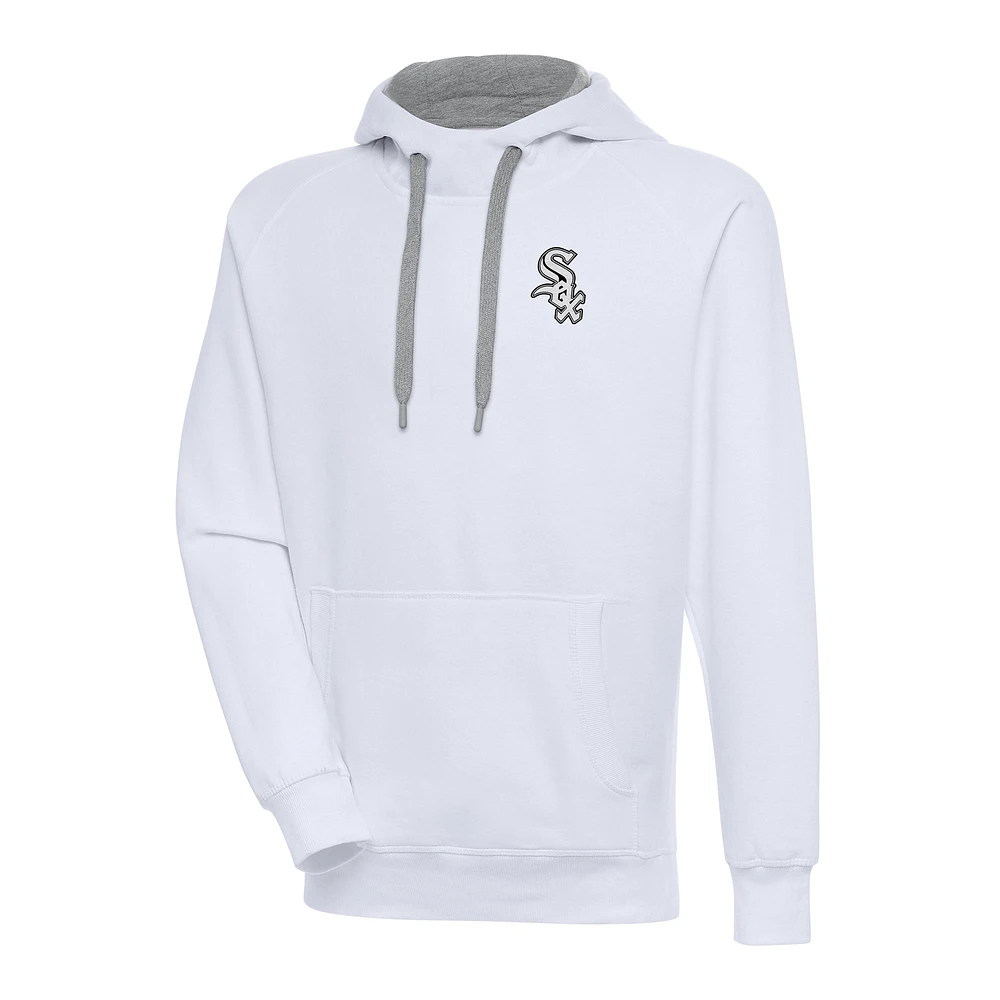 Men's Antigua White Chicago Sox Metallic Victory Pullover Hoodie