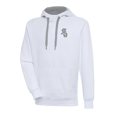 Men's Antigua White Chicago Sox Metallic Victory Pullover Hoodie
