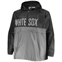 Men's Black/Gray Chicago White Sox Big & Tall Split Body Anorak Half-Zip Jacket