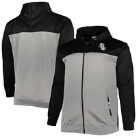 Men's Black/Gray Chicago White Sox Big & Tall Yoke Full-Zip Hoodie